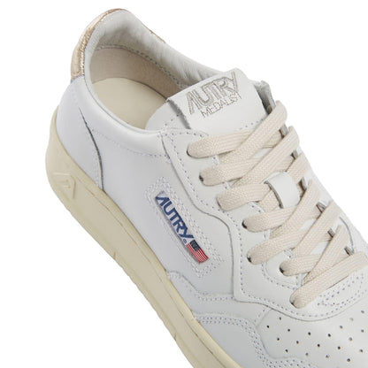 White-Gold - Side - Autry Womens-Ladies Medalist Trainers