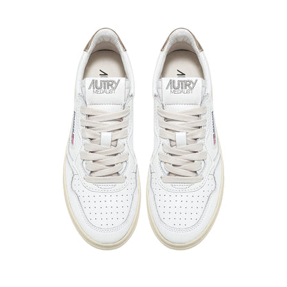 White-Gold - Pack Shot - Autry Womens-Ladies Medalist Trainers