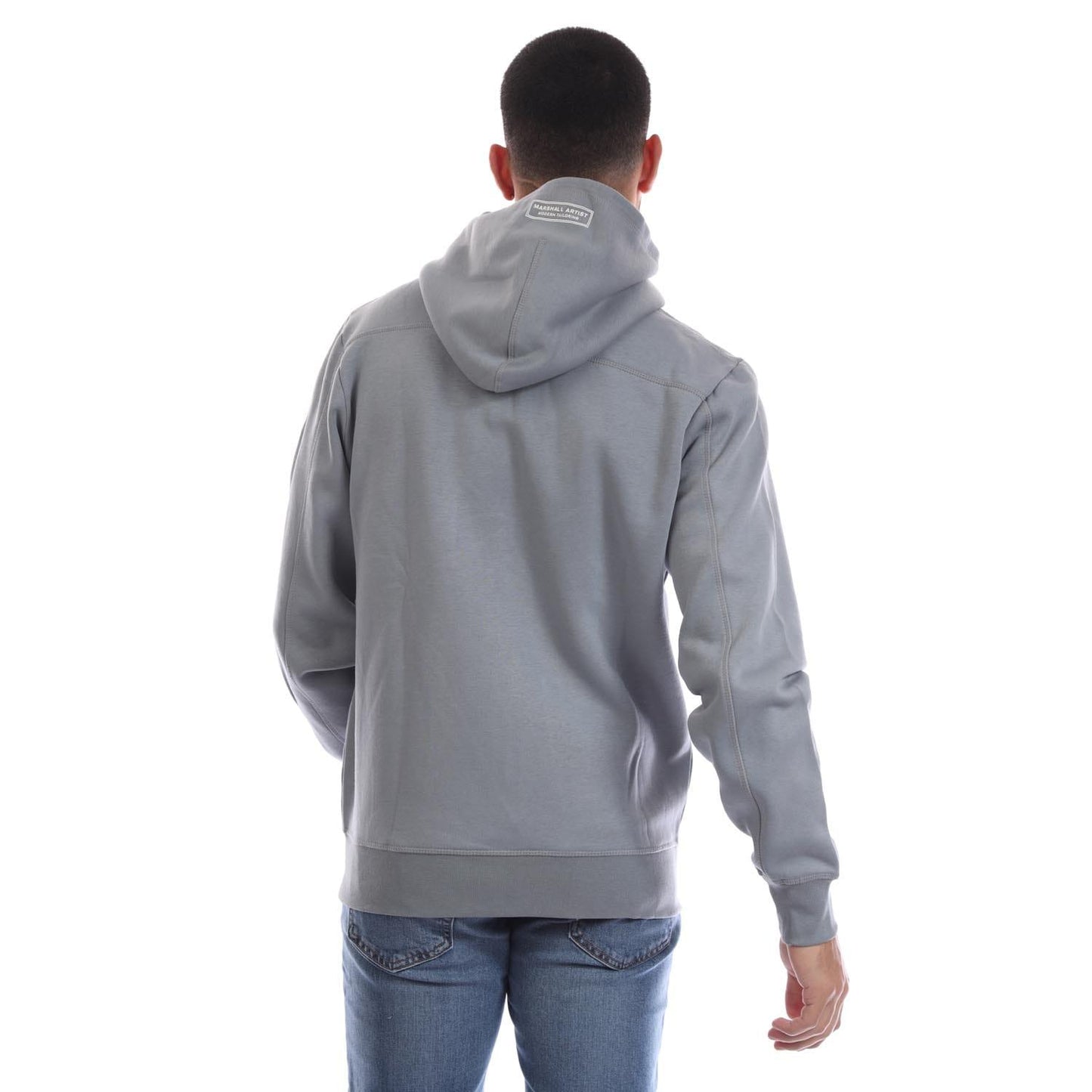 Grey - Back - Marshall Artist Mens Siren Full Zip Hoodie