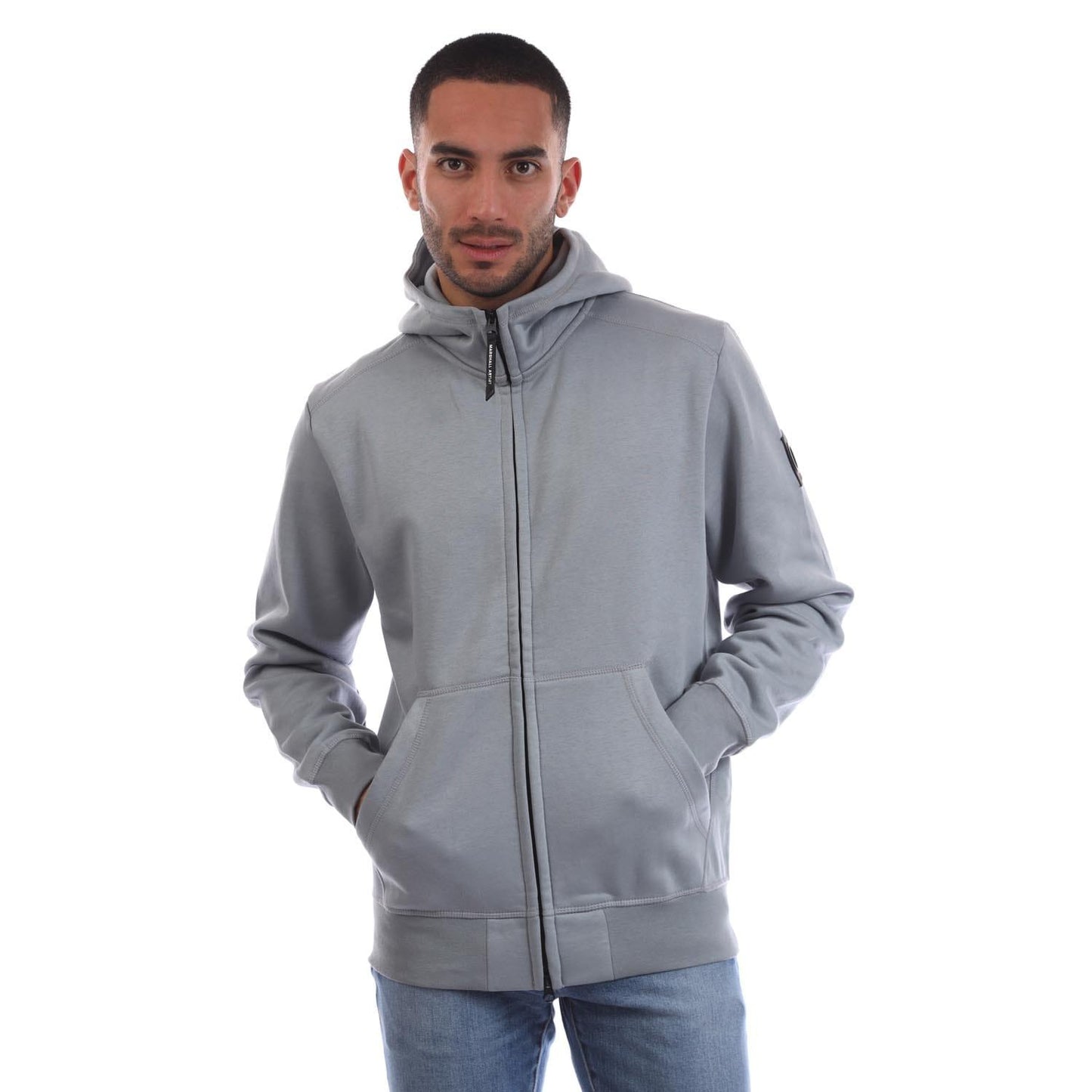 Grey - Front - Marshall Artist Mens Siren Full Zip Hoodie