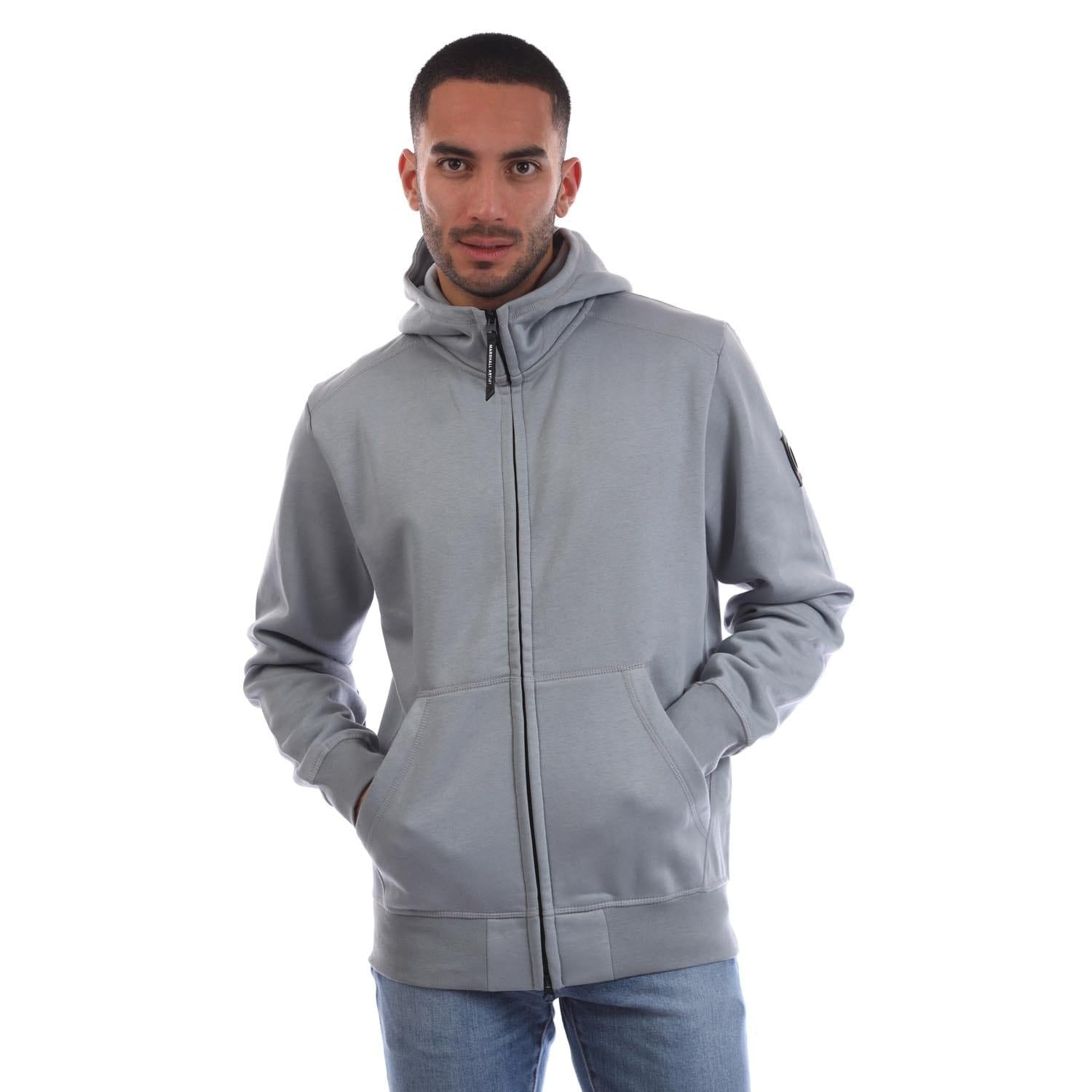 Grey - Front - Marshall Artist Mens Siren Full Zip Hoodie