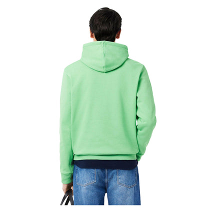 Green - Back - Lacoste Mens Organic Cotton Fleece Hoodie