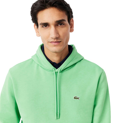 Green - Side - Lacoste Mens Organic Cotton Fleece Hoodie