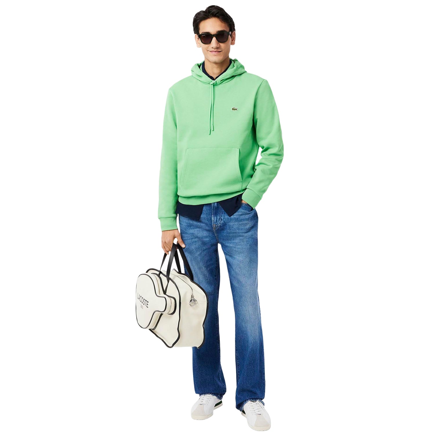 Green - Pack Shot - Lacoste Mens Organic Cotton Fleece Hoodie