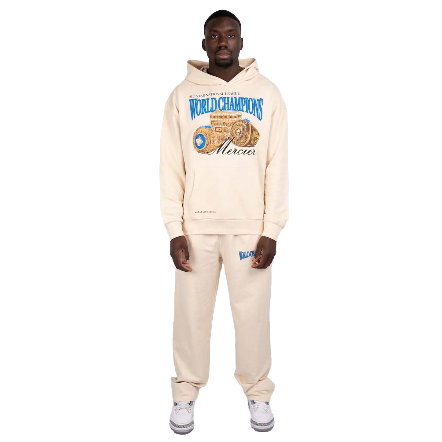 Ecru - Side - Mercier Mens Champions Ring Hoodie