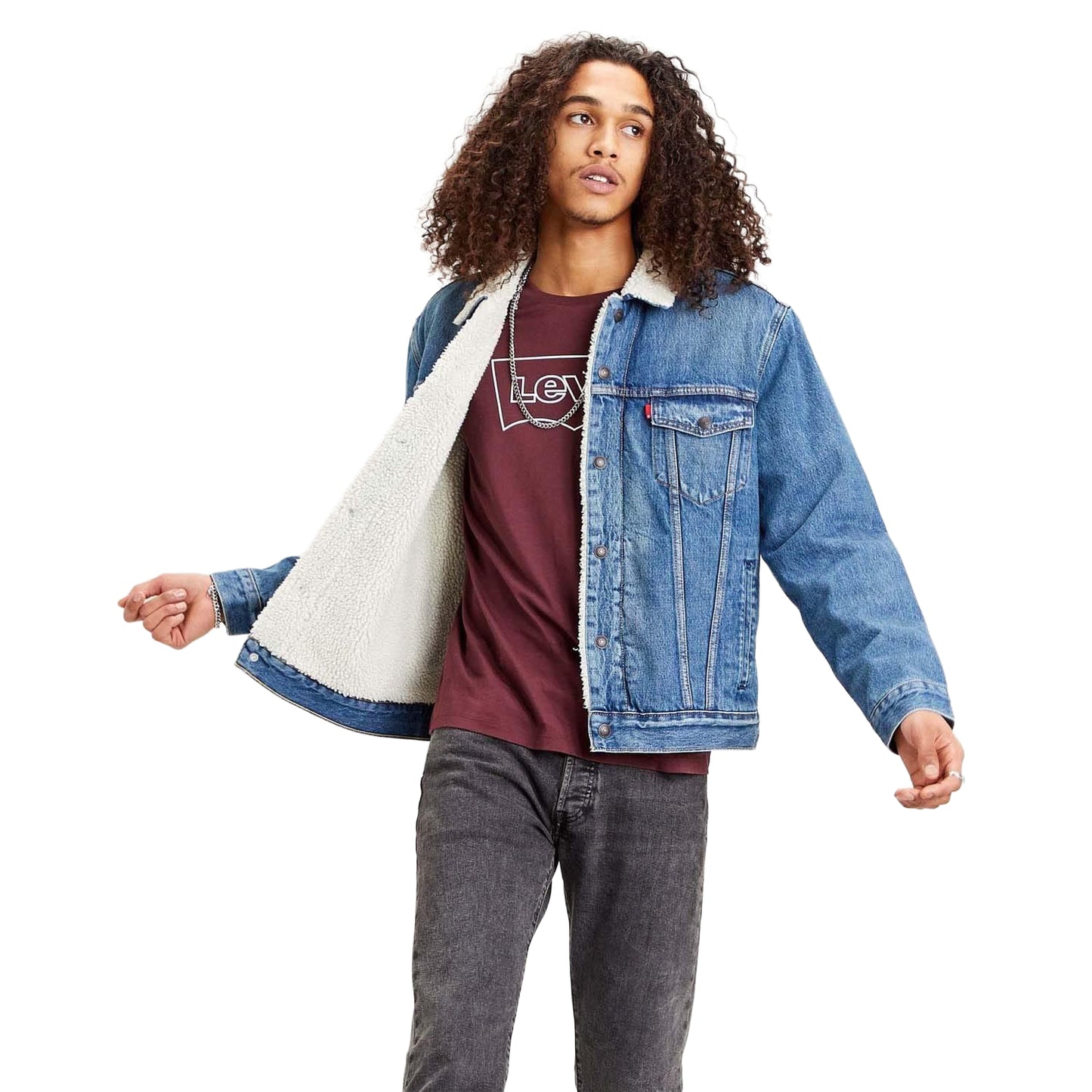 Blue - Lifestyle - Levis Mens Type III Sherpa Trucker Jacket