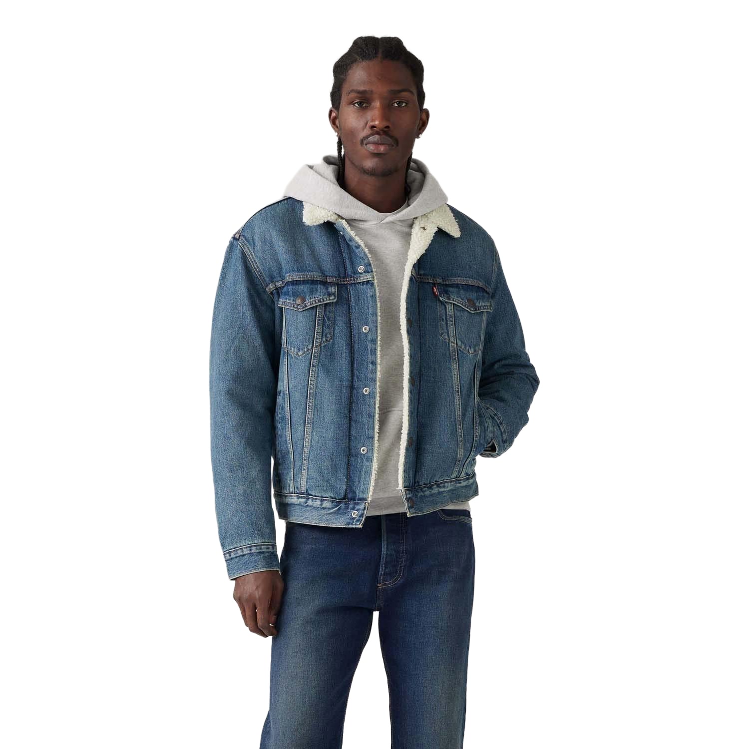 Blue - Pack Shot - Levis Mens Type III Sherpa Trucker Jacket