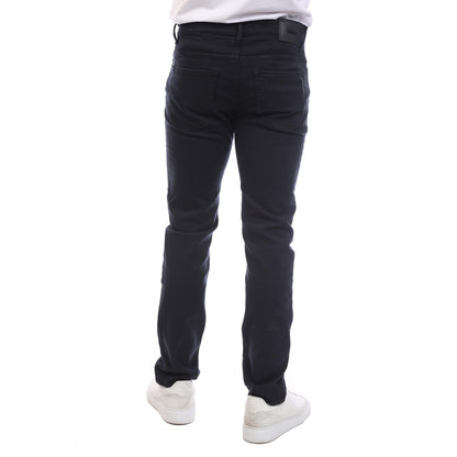 Dark Blue - Back - Boss Mens Delaware 3 in 1 Leather Patch Slim Jeans