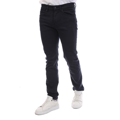 Dark Blue - Front - Boss Mens Delaware 3 in 1 Leather Patch Slim Jeans