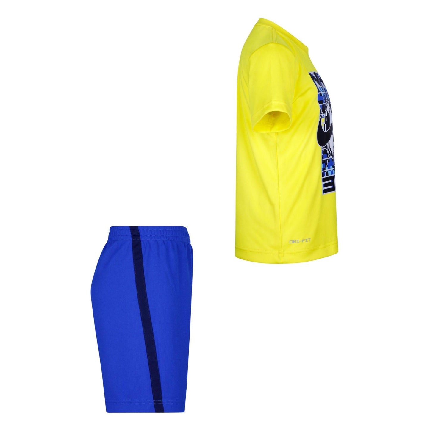 Blue-Yellow - Side - Nike Childrens-Kids Icon Top & Shorts Set