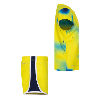 Yellow - Side - Nike Childrens-Kids Dri-FIT Short-Sleeved Top & Shorts Set