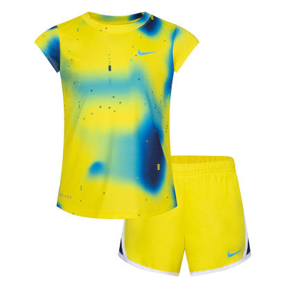 Yellow - Front - Nike Childrens-Kids Dri-FIT Short-Sleeved Top & Shorts Set
