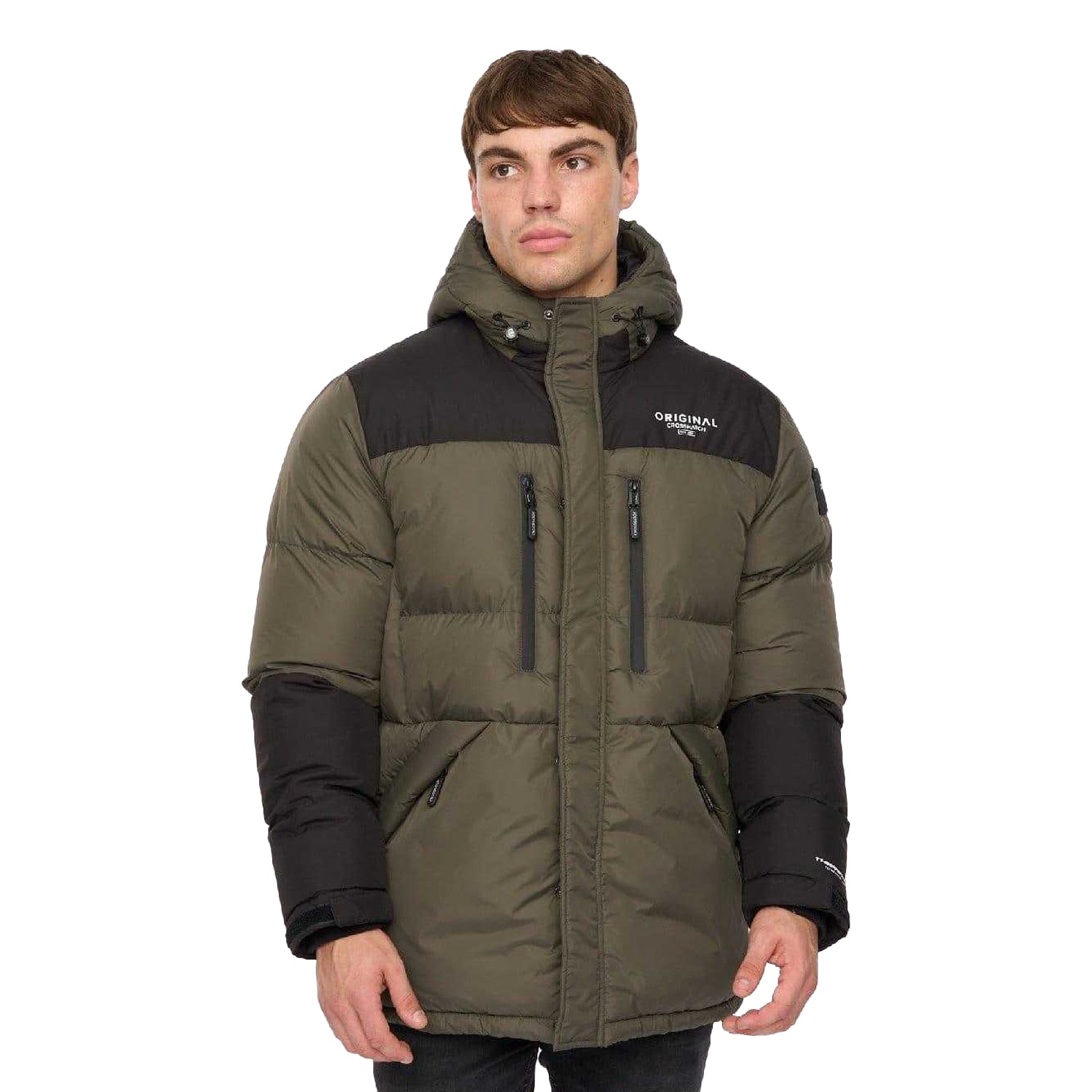 Green - Front - Crosshatch Mens Squadage Panelled Jacket