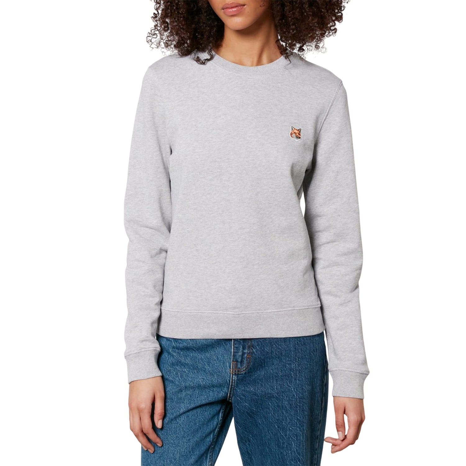 Grey - Front - Maison Kitsuné Womens-Ladies Fox Sweatshirt