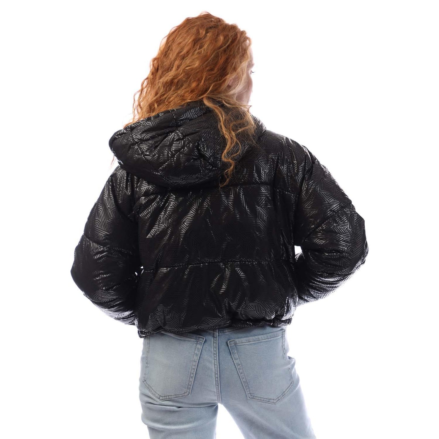 Black - Back - DKNY Womens-Ladies Crosswalk Print Cropped Jacket