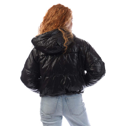 Black - Back - DKNY Womens-Ladies Crosswalk Print Cropped Jacket