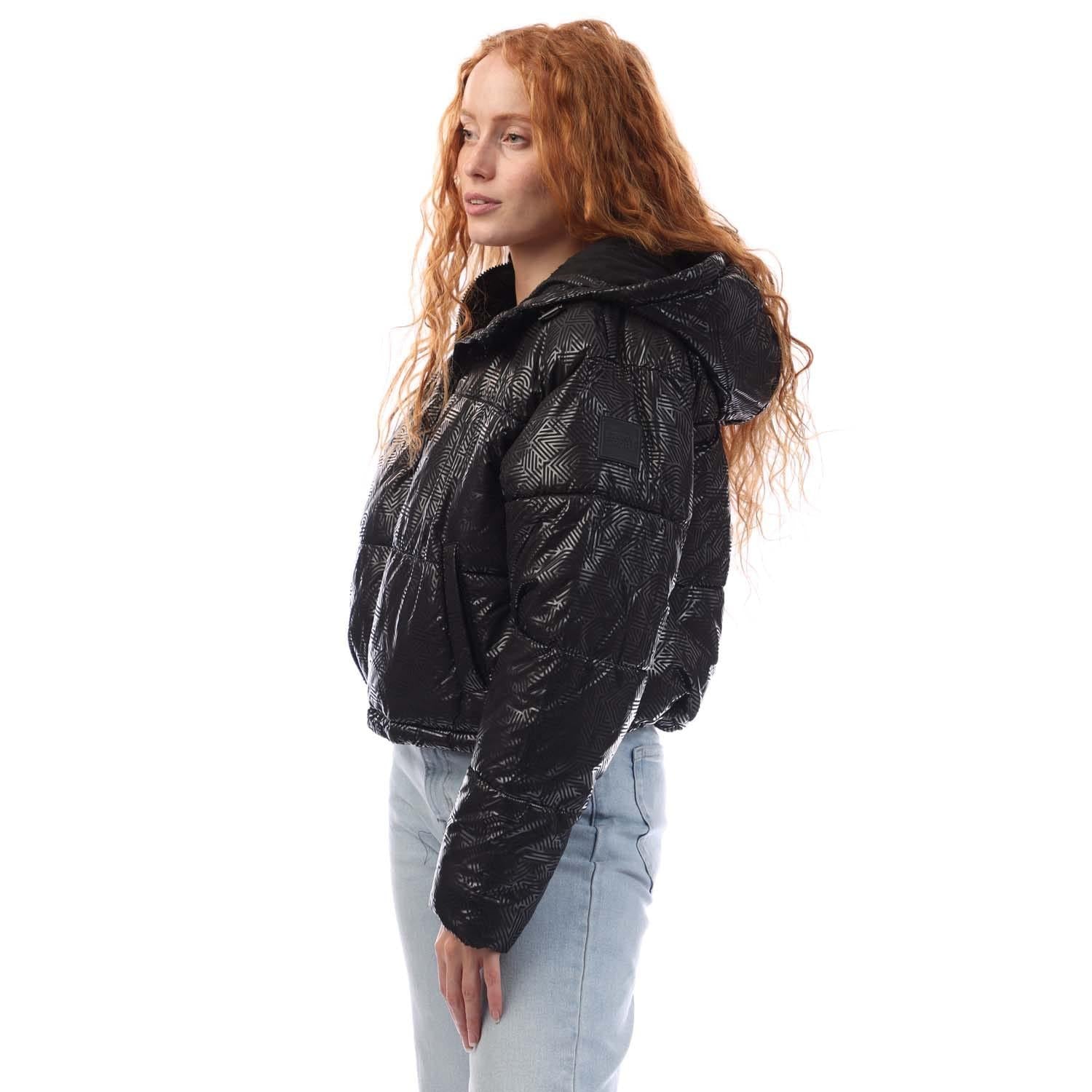 Black - Side - DKNY Womens-Ladies Crosswalk Print Cropped Jacket