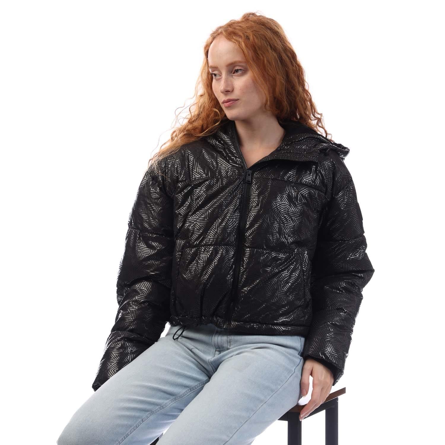Black - Lifestyle - DKNY Womens-Ladies Crosswalk Print Cropped Jacket
