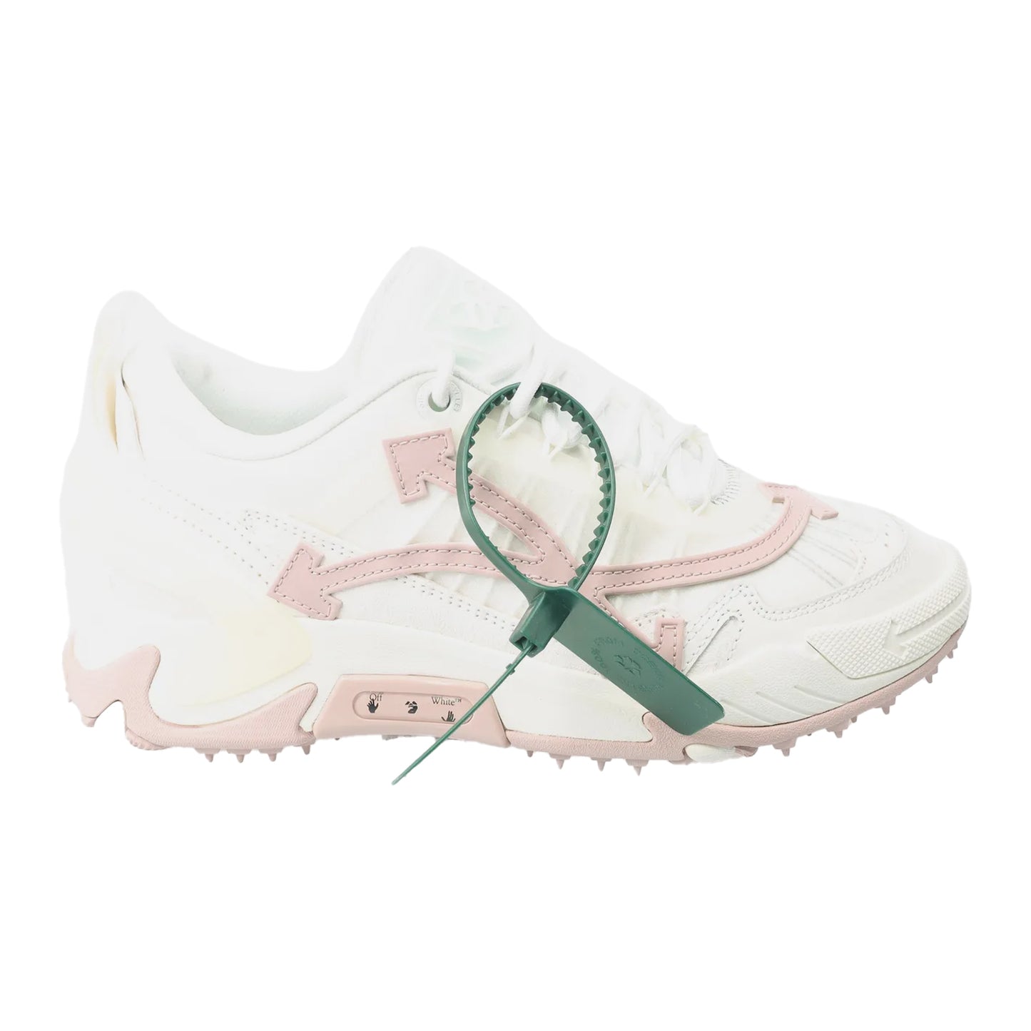Pink-White - Side - Off White Womens-Ladies Odsy 2000 Leather Trainers