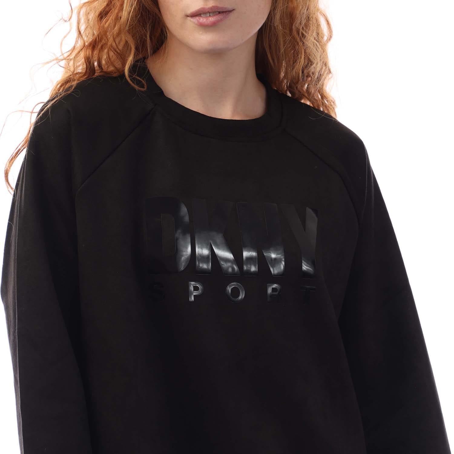 Black - Side - DKNY Womens-Ladies Scuba Sueded Sweatshirt