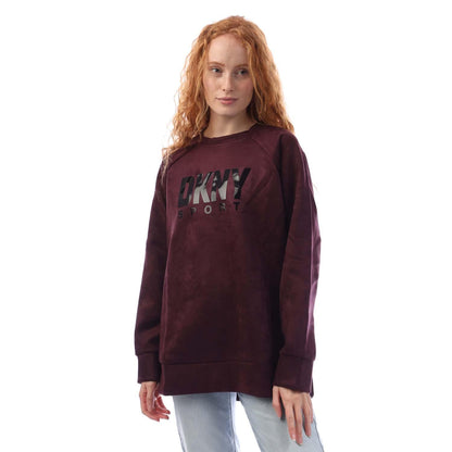 Red - Front - DKNY Womens-Ladies Scuba Sueded Sweatshirt