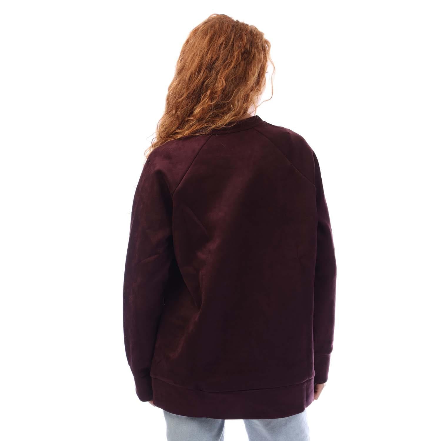 Red - Back - DKNY Womens-Ladies Scuba Sueded Sweatshirt