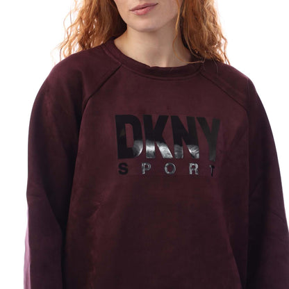 Red - Side - DKNY Womens-Ladies Scuba Sueded Sweatshirt