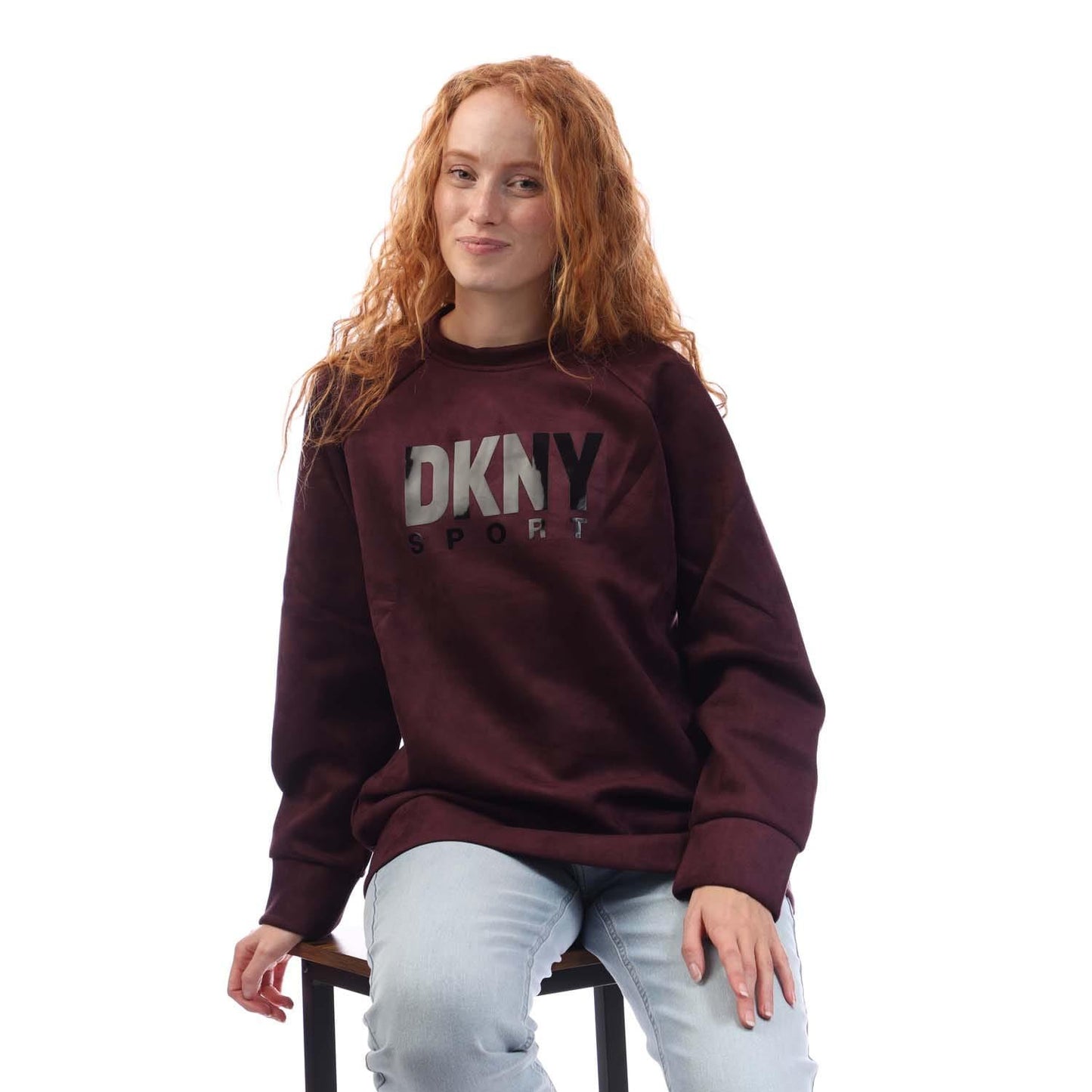 Red - Lifestyle - DKNY Womens-Ladies Scuba Sueded Sweatshirt
