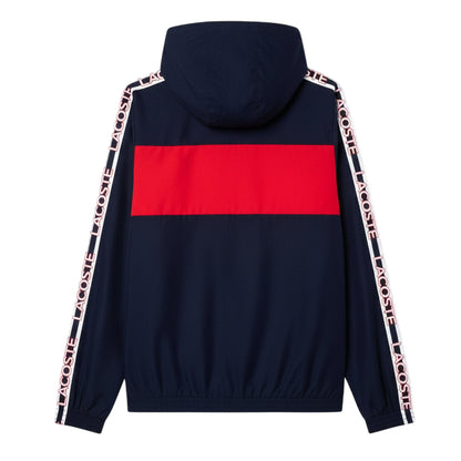 Navy - Back - Lacoste Mens Colour Block Logo Tennis Full Zip Hoodie