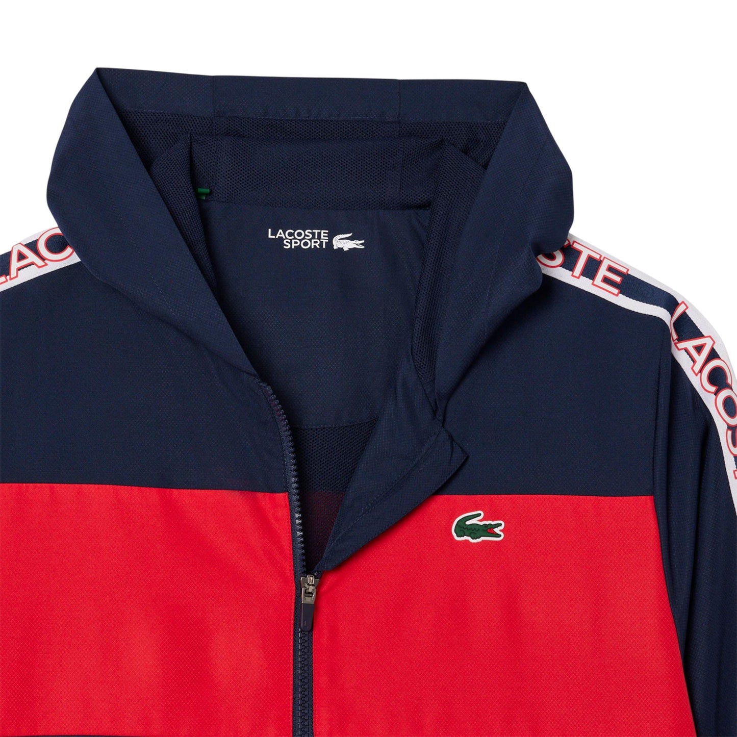Navy - Side - Lacoste Mens Colour Block Logo Tennis Full Zip Hoodie