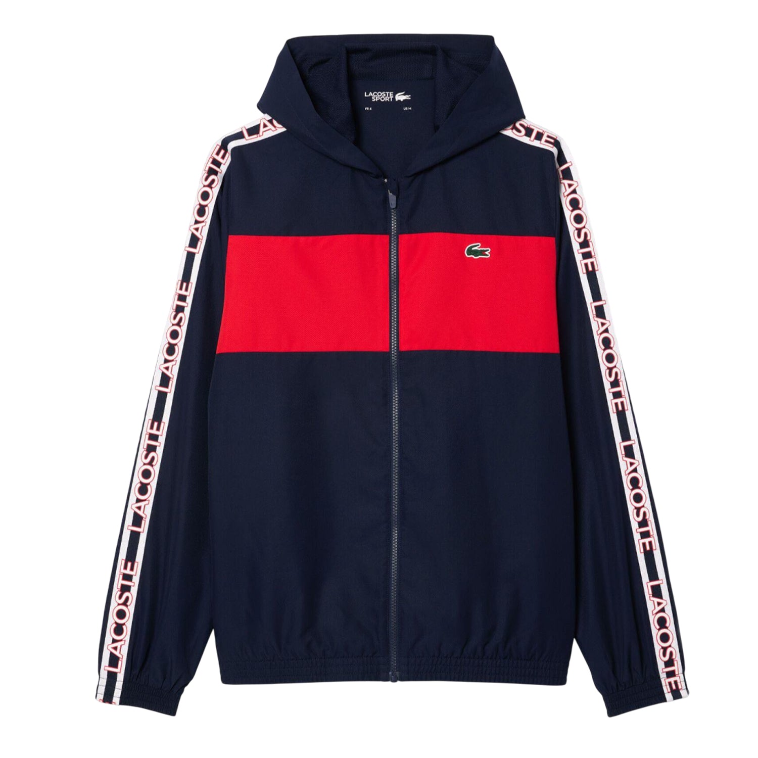 Navy - Front - Lacoste Mens Colour Block Logo Tennis Full Zip Hoodie