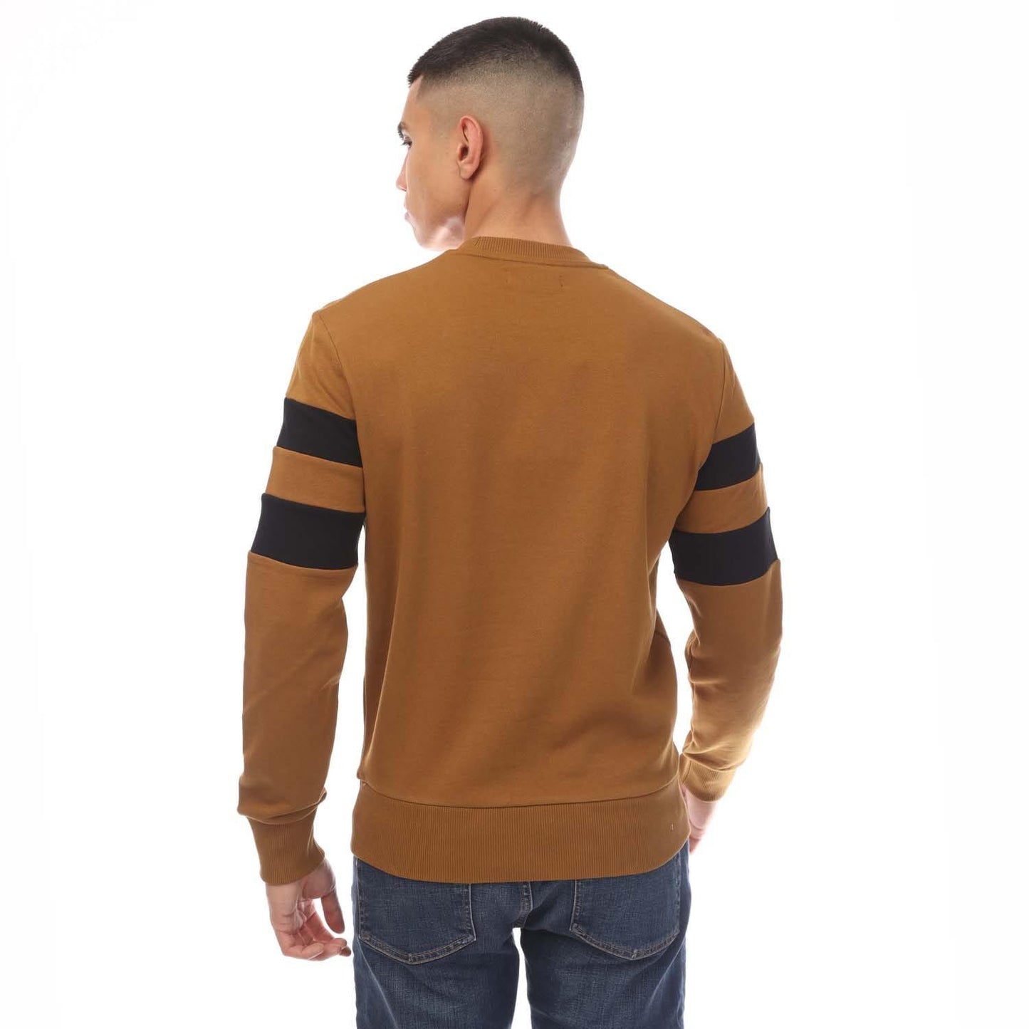 Camel - Back - Fred Perry Mens Tipped Sleeve Sweatshirt