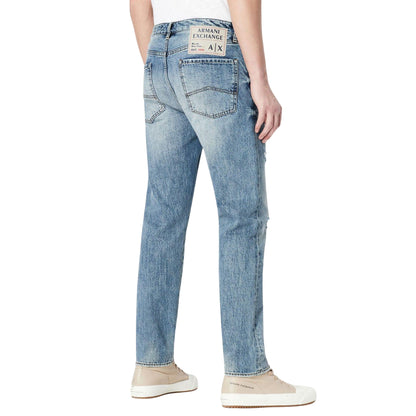 Indigo - Back - Armani Exchange Mens J24 Tapered Jeans