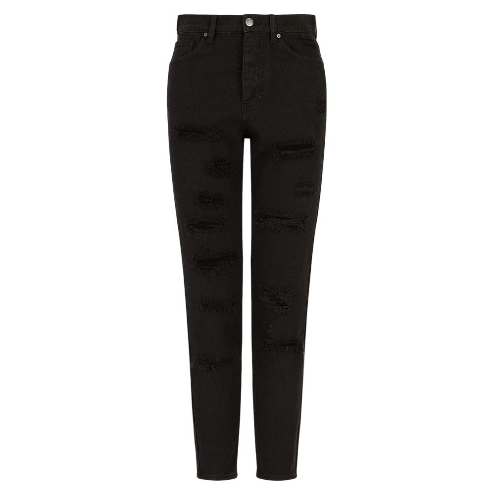 Black - Front - Armani Exchange Womens-Ladies J51 High Rise Carrot Fit Jeans