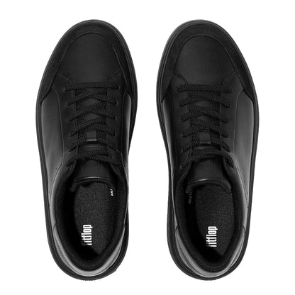 Black - Side - Fit Flop Womens-Ladies RTG Leather Trainers