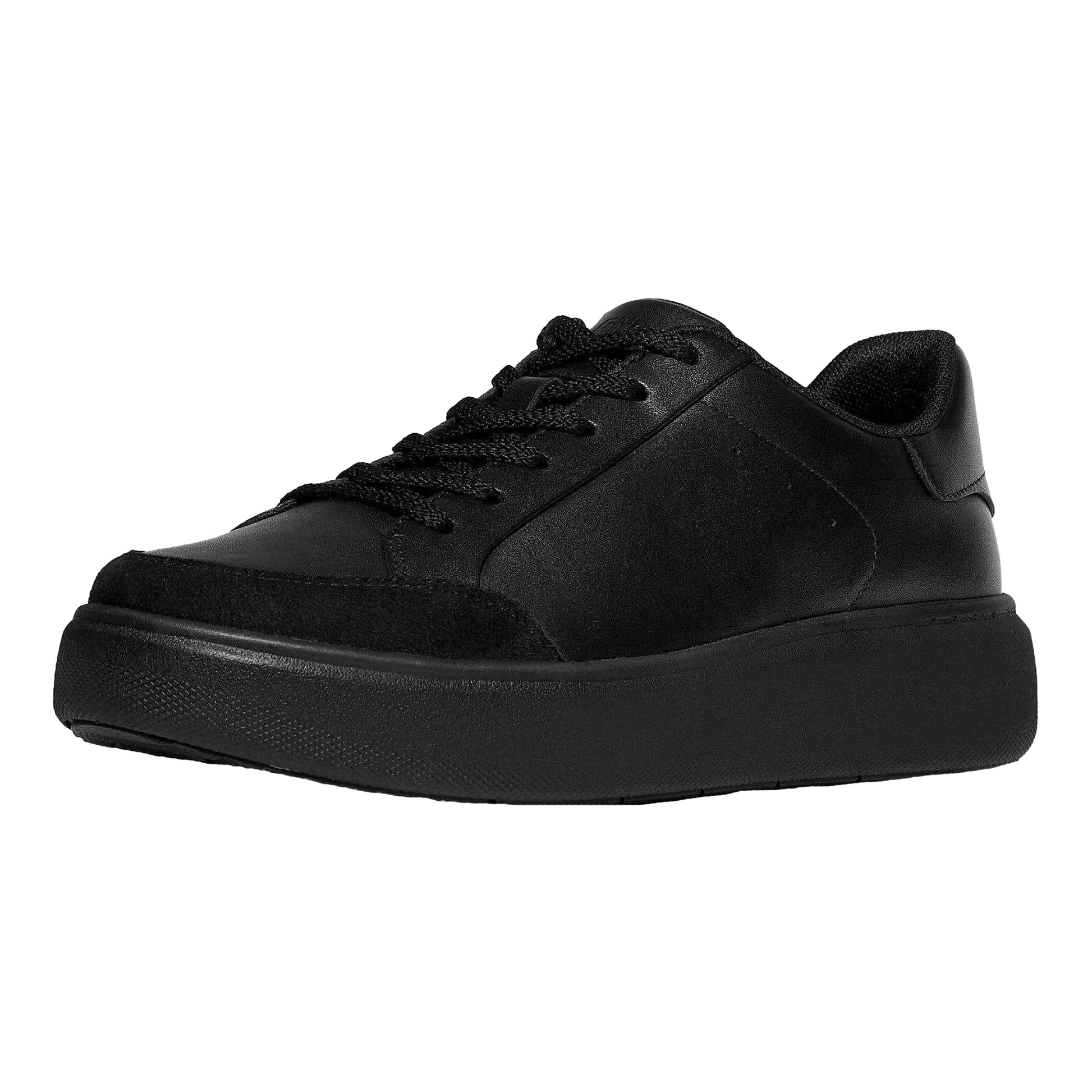 Black - Front - Fit Flop Womens-Ladies RTG Leather Trainers