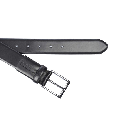 Black - Back - Boss Unisex Adult Barn Leather Stretch Waist Belt