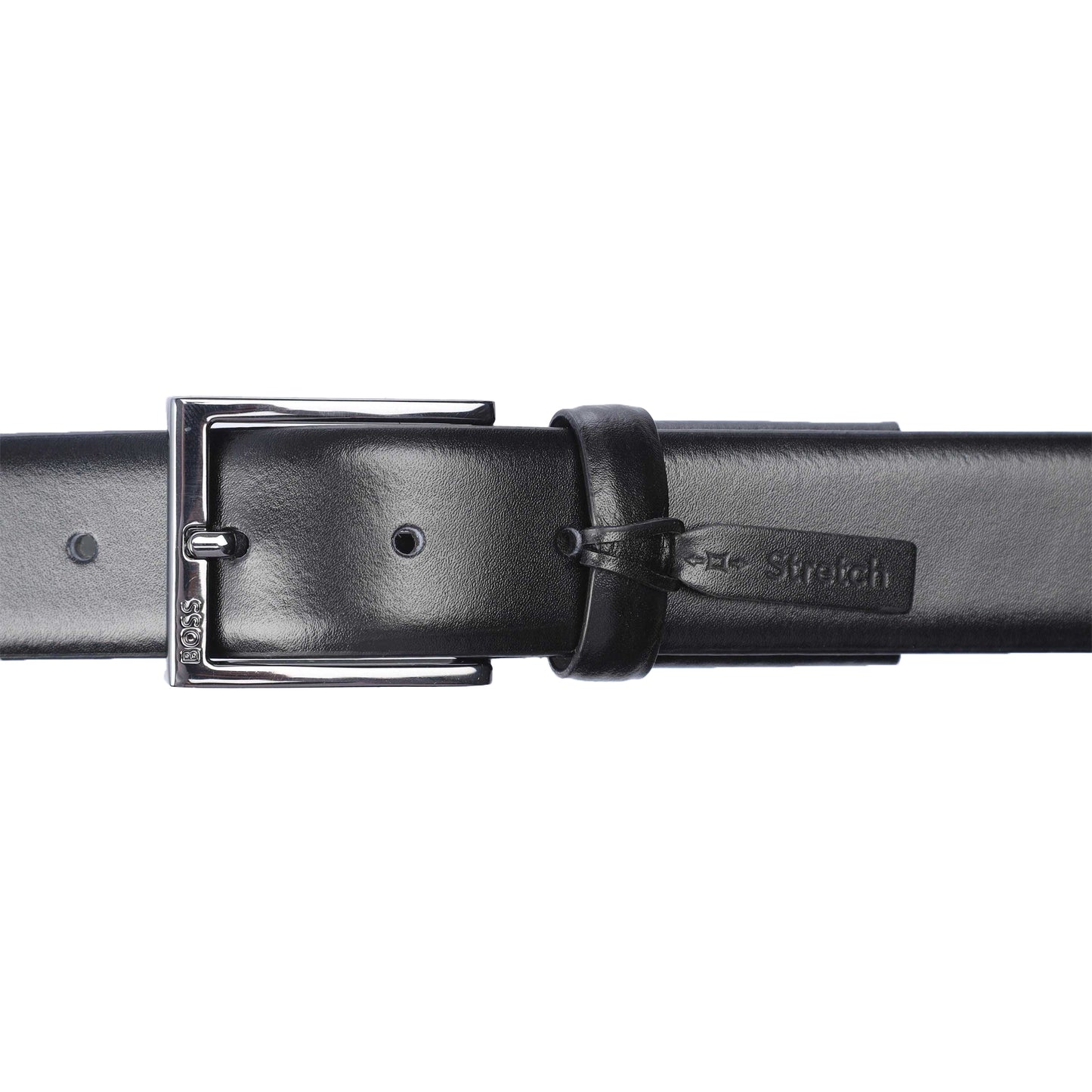 Black - Side - Boss Unisex Adult Barn Leather Stretch Waist Belt