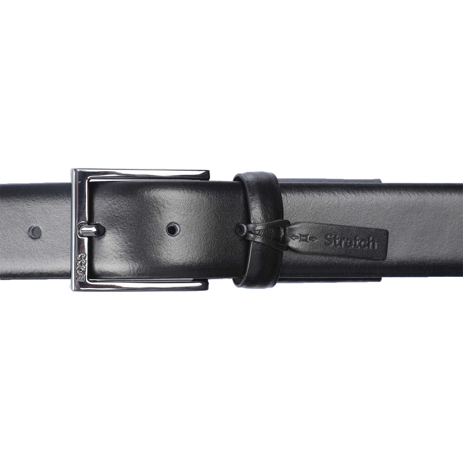 Black - Side - Boss Unisex Adult Barn Leather Stretch Waist Belt