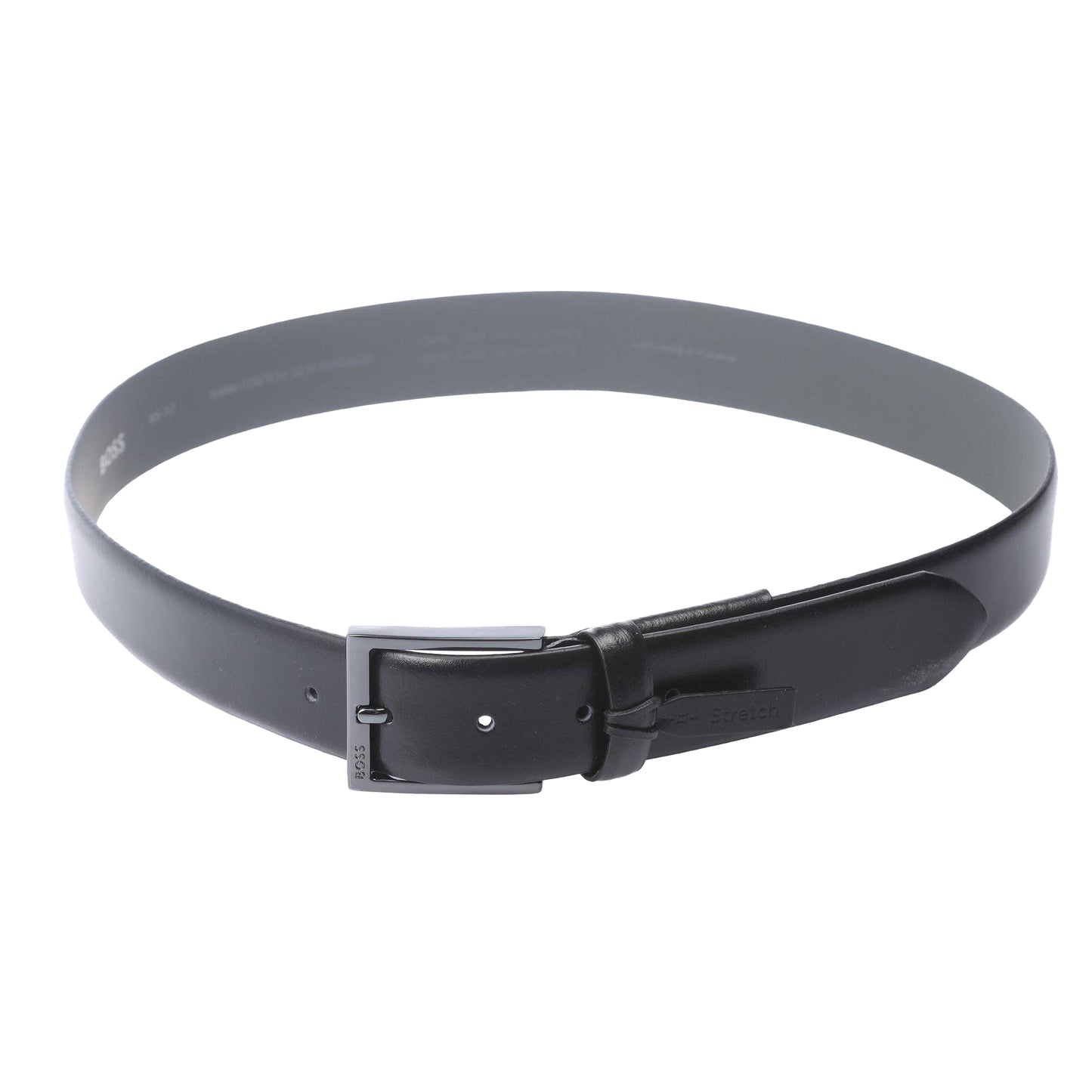 Black - Front - Boss Unisex Adult Barn Leather Stretch Waist Belt