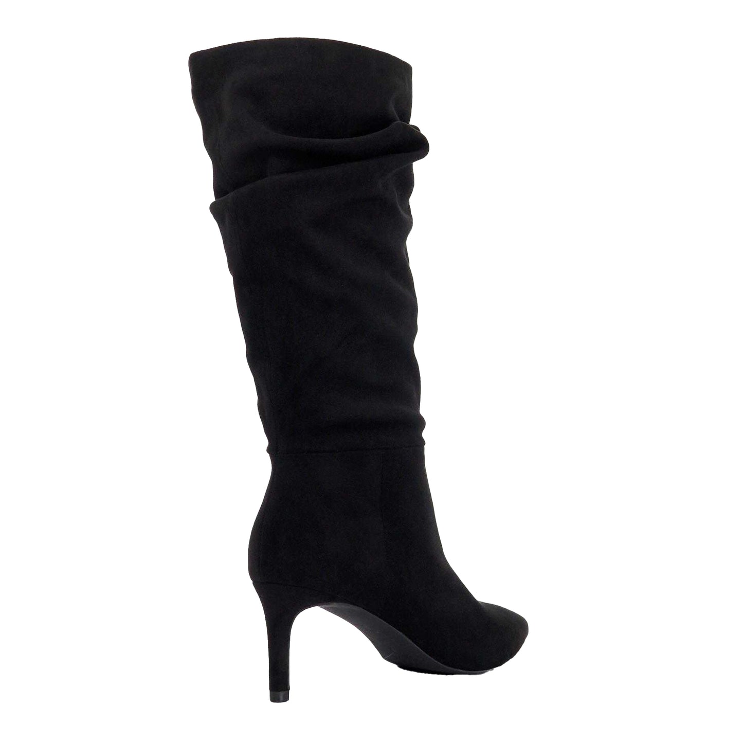 Black - Back - Dune London Womens-Ladies Sliced Suede Slouch Mid Calf Boots