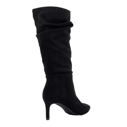 Black - Back - Dune London Womens-Ladies Sliced Suede Slouch Mid Calf Boots