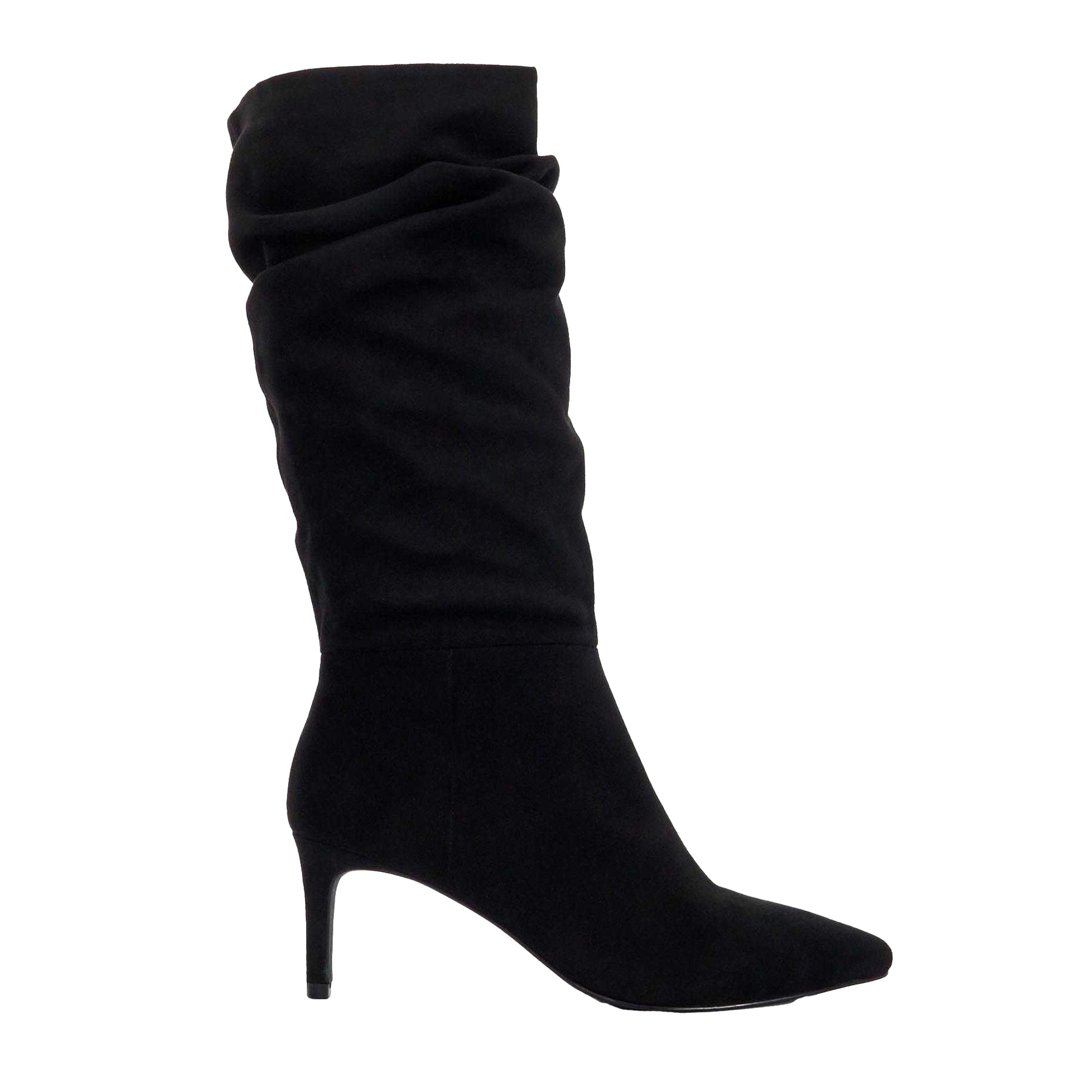 Black - Side - Dune London Womens-Ladies Sliced Suede Slouch Mid Calf Boots