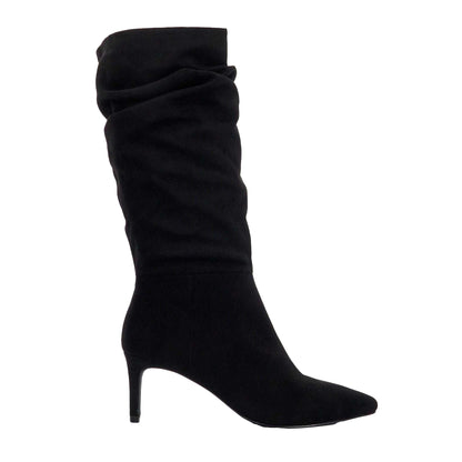 Black - Side - Dune London Womens-Ladies Sliced Suede Slouch Mid Calf Boots
