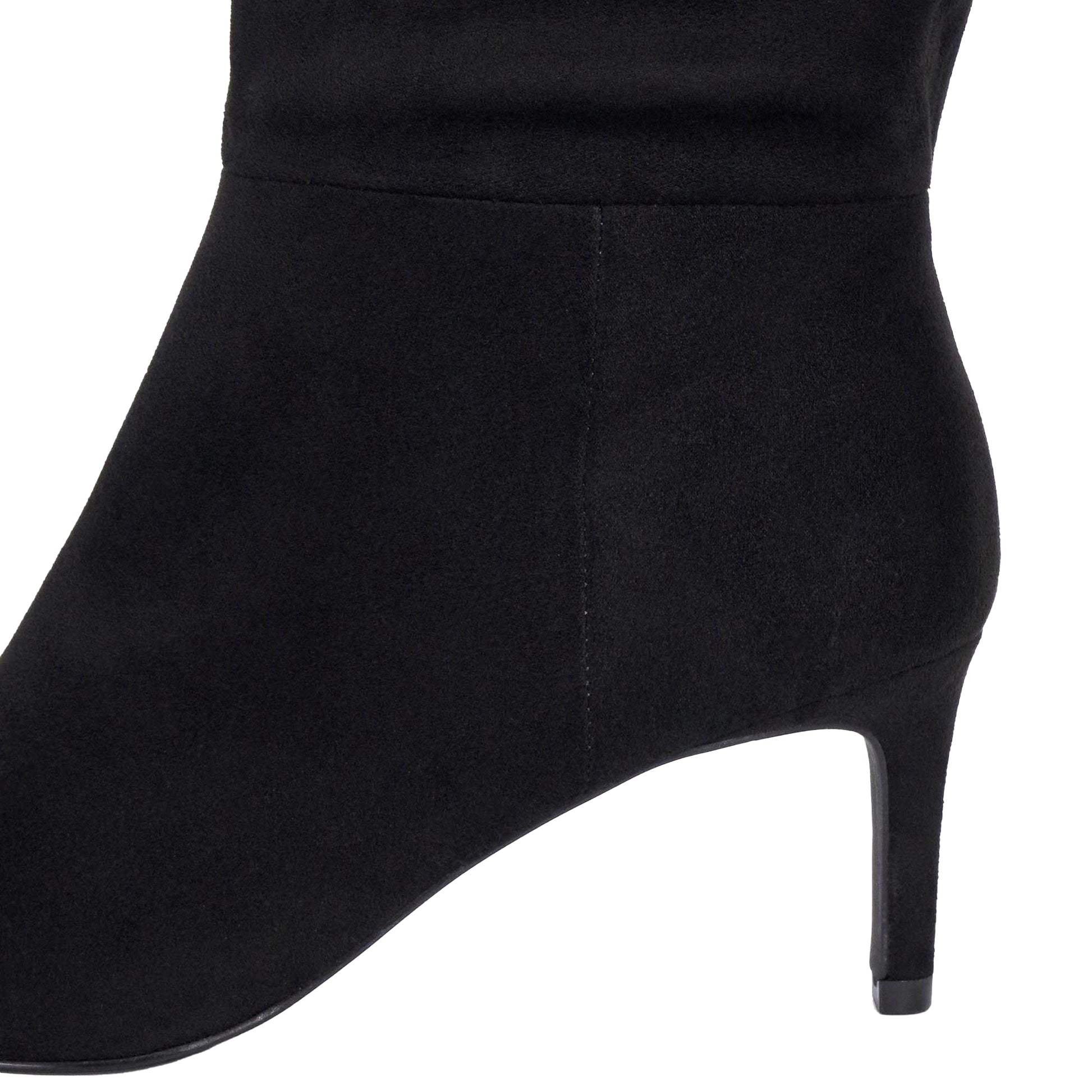 Black - Pack Shot - Dune London Womens-Ladies Sliced Suede Slouch Mid Calf Boots