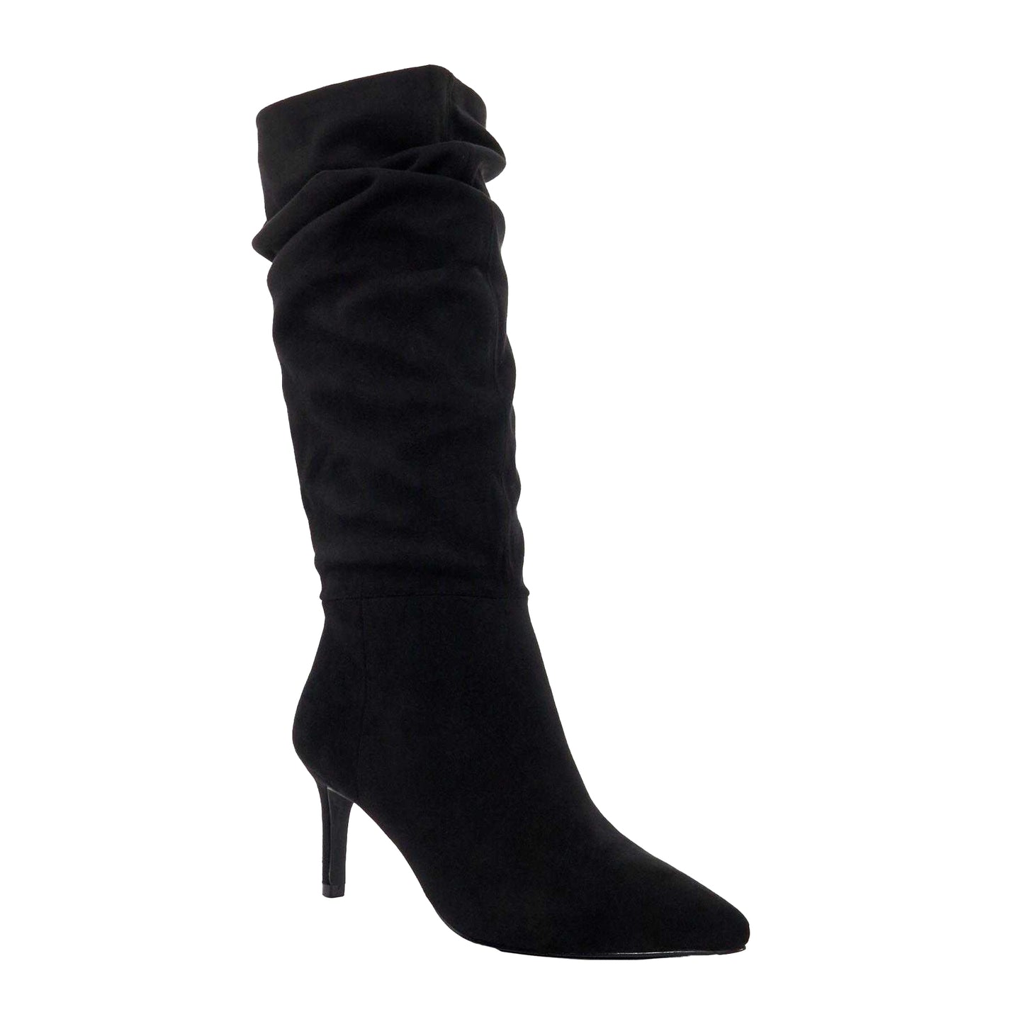 Black - Front - Dune London Womens-Ladies Sliced Suede Slouch Mid Calf Boots
