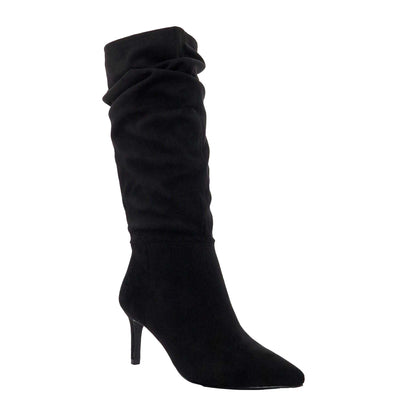Black - Front - Dune London Womens-Ladies Sliced Suede Slouch Mid Calf Boots