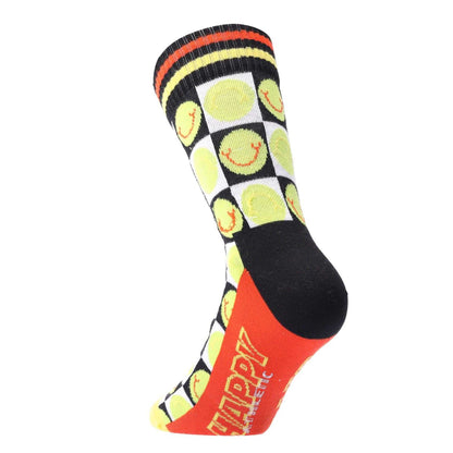 Yellow - Back - Happy Socks Unisex Adult Happy Check 3-4 Length Athletic Crew Socks