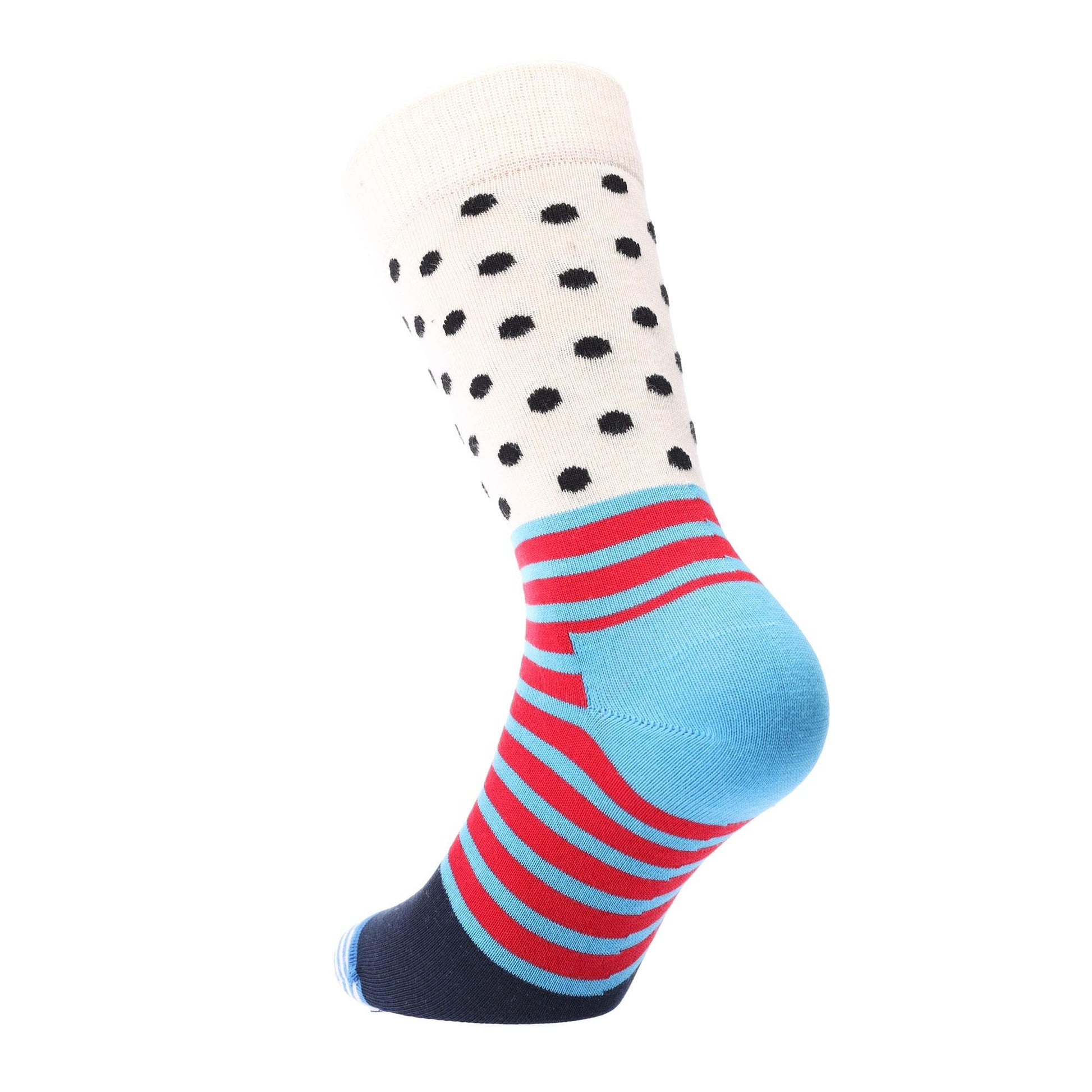 White-Blue - Back - Happy Socks Unisex Adult Stripe And Dotted Crew Socks