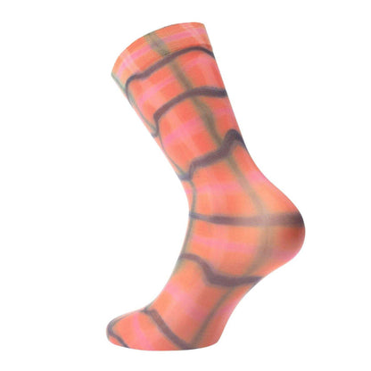Orange - Back - Happy Socks Unisex Adult Mia Print Ankle Socks
